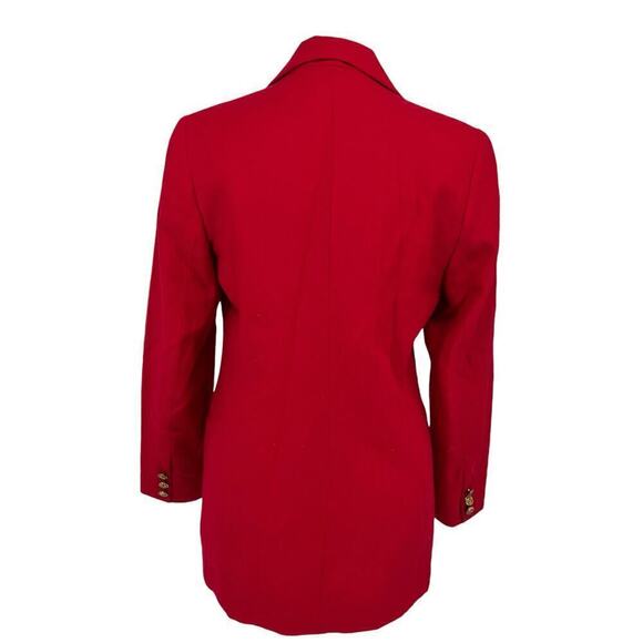 Vintage Alanni Donnybrook Red Wool Blazer Gold Button Front 4P Petite - Picture 6 of 10